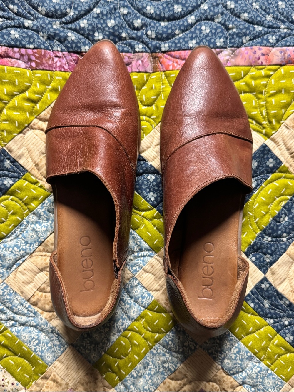 Bueno Tan Leather Pointed Slip-On Mules